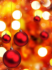 Christmas red balls with blur shiny background