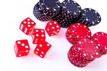poker chips and dice