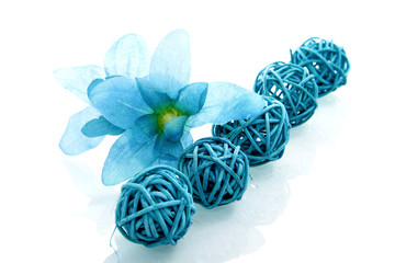 decoration balls and a flower