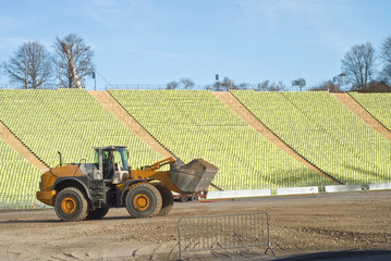 Fototapeta premium Construction on Stadium Field