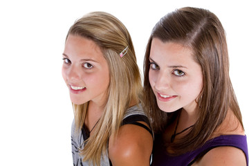 Fototapeta na wymiar Two teenage girl friends
