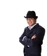 Obraz na płótnie Canvas Young stylish businessman with hat