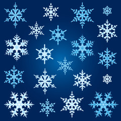 Fototapeta na wymiar Set of vector snowflakes in two colored variations