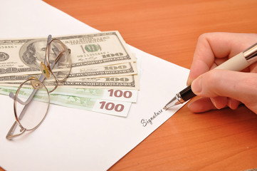 pen and blank paper for signature