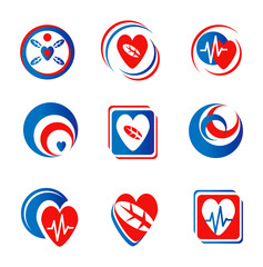 Set of heart symbols and signs for design. Jpeg version also ava