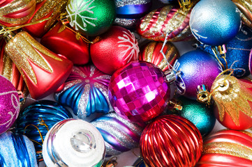 Fototapeta na wymiar Colourful christmas decoration on a shiny background