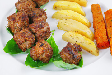 grilled meatballs on white