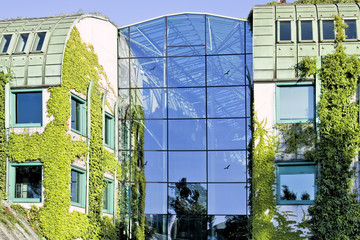 Ecological modern building .Warsaw University.Europe.