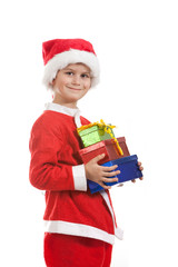 Boy holding a christmas gift
