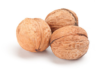 walnut on white background