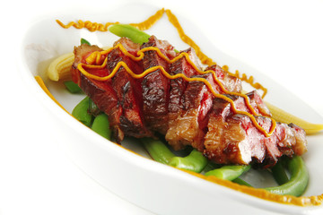 roast beef meat with mustard