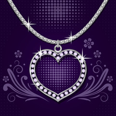 Necklace with platinum heart and brilliants