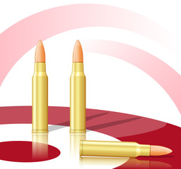 Three bullets and target. Shooting background