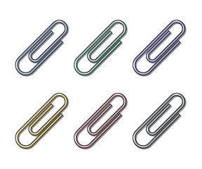 Set of colored paperclip icons