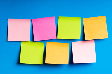 Reminder notes on the bright colorful paper