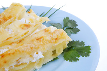 cannelloni served with greenery