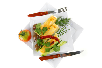cheese cannelloni on white plate