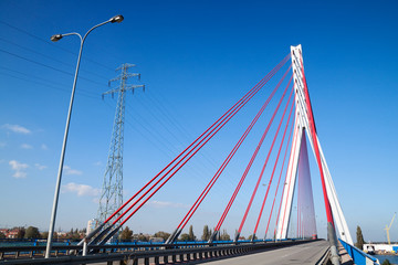 Suspension bridge in Gdansk, Poland.