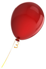 Lonely red party balloon flying up. 3D render (Hi-Res)