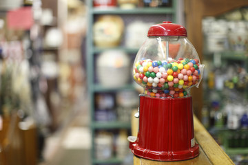Gumball machine on the counter