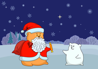Santa Claus and polar bear