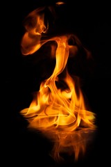 Fototapeta premium Beautiful stylish fire flames reflected in water