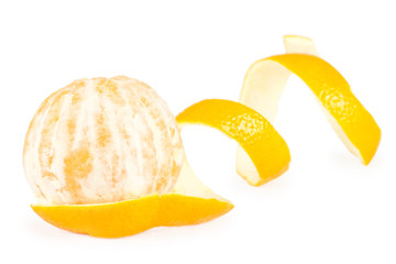 Half peeled orange isolated on white backround