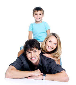 Happy  family with child, isolated