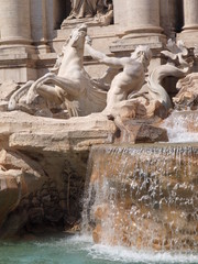 Detail of the Trevi fountain in Rome, Italy.