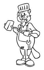 construction worker BEAVER b&w