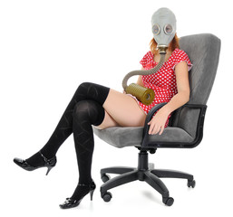The girl with gas mask