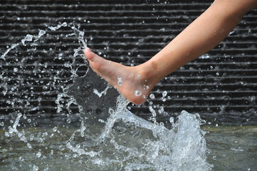 Abstract View Of A Leg Kicking Water