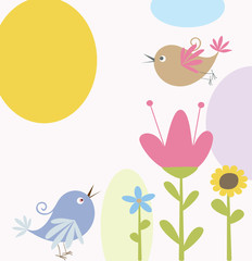 cute flowers and birds