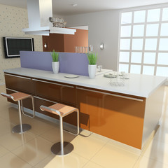 3d modern kitchen