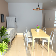 3d modern dining room