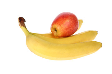 Ripe red apples and bananas