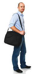 Fototapeta premium happy man with laptop bag