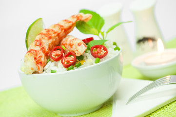 shrimps with spicy vegetables rice