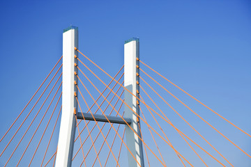 Abstract. Modern suspension bridge. Warsaw in Poland.