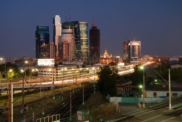 Fototapeta na wymiar Moscow-city at the sunset