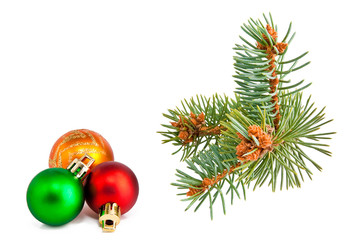Obraz na płótnie Canvas Christmas balls with pine-tree