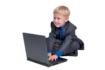 Boy working on a laptop