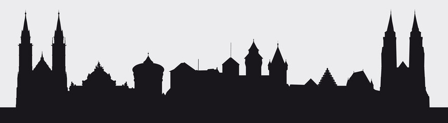 Sehensw&uuml;rdigkeiten N&uuml;rnberg (Skyline Kontur)