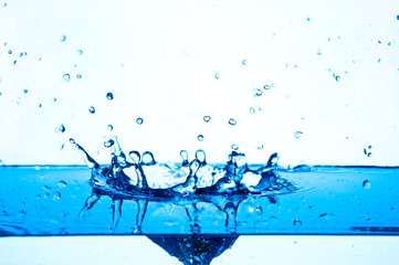 Fototapeta na wymiar blue water splashing on white background.