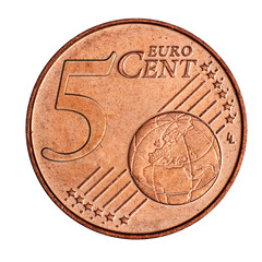 A collage of  5 euro cent coin - obrazy, fototapety, plakaty