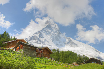 houses in front of Matterhorn