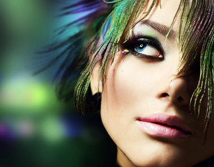 Beautiful Fashion Woman Face.Perfect Makeup