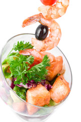 Fried kebab of shrimps and fish
