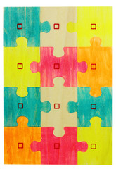 puzzle bois coloré