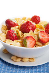 cereal with strawberry isolated